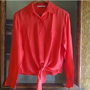 Trina Turk Coral Silk Blouse - Like New! Medium